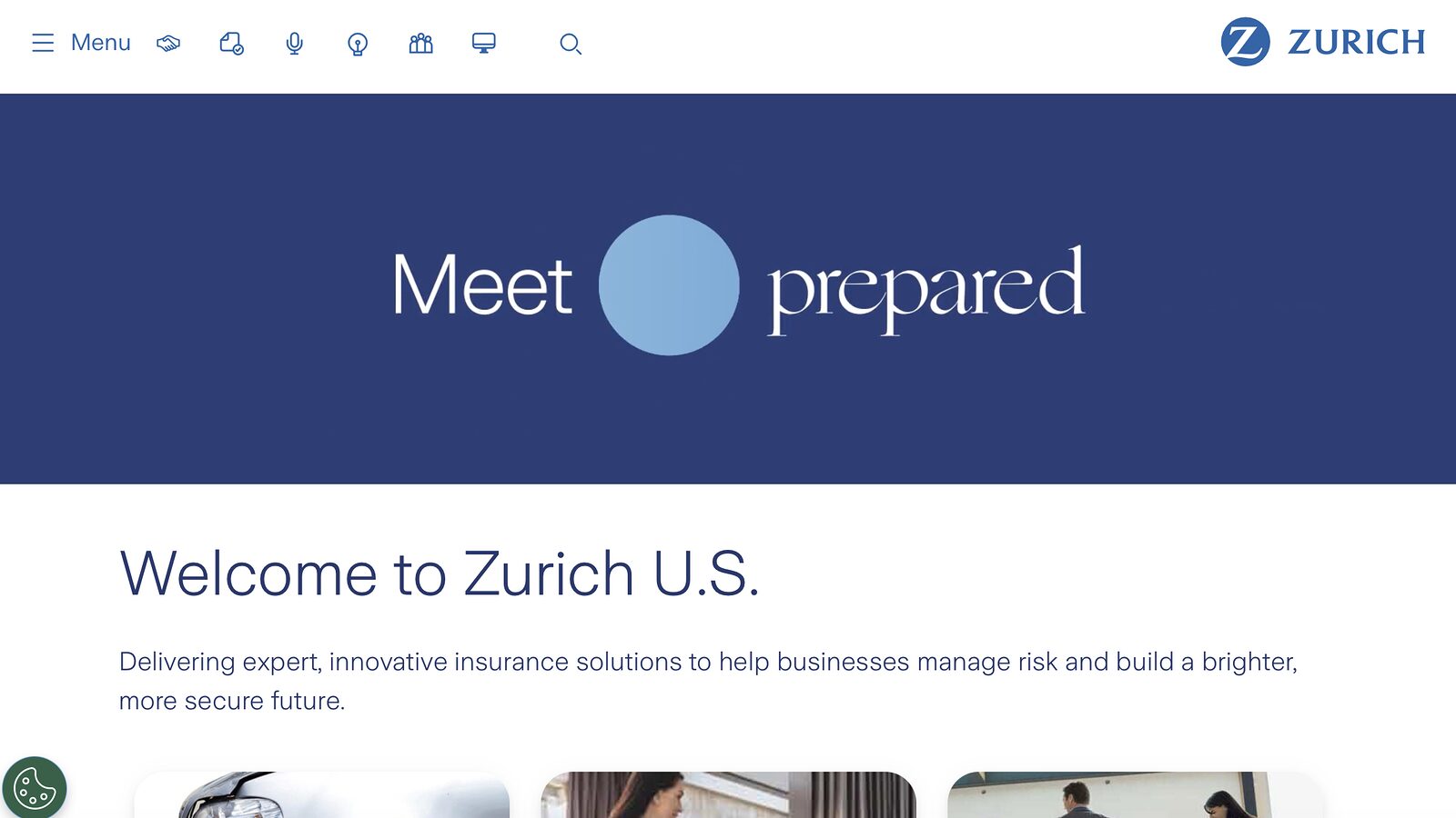 Homepage of the Zurich U.S. website