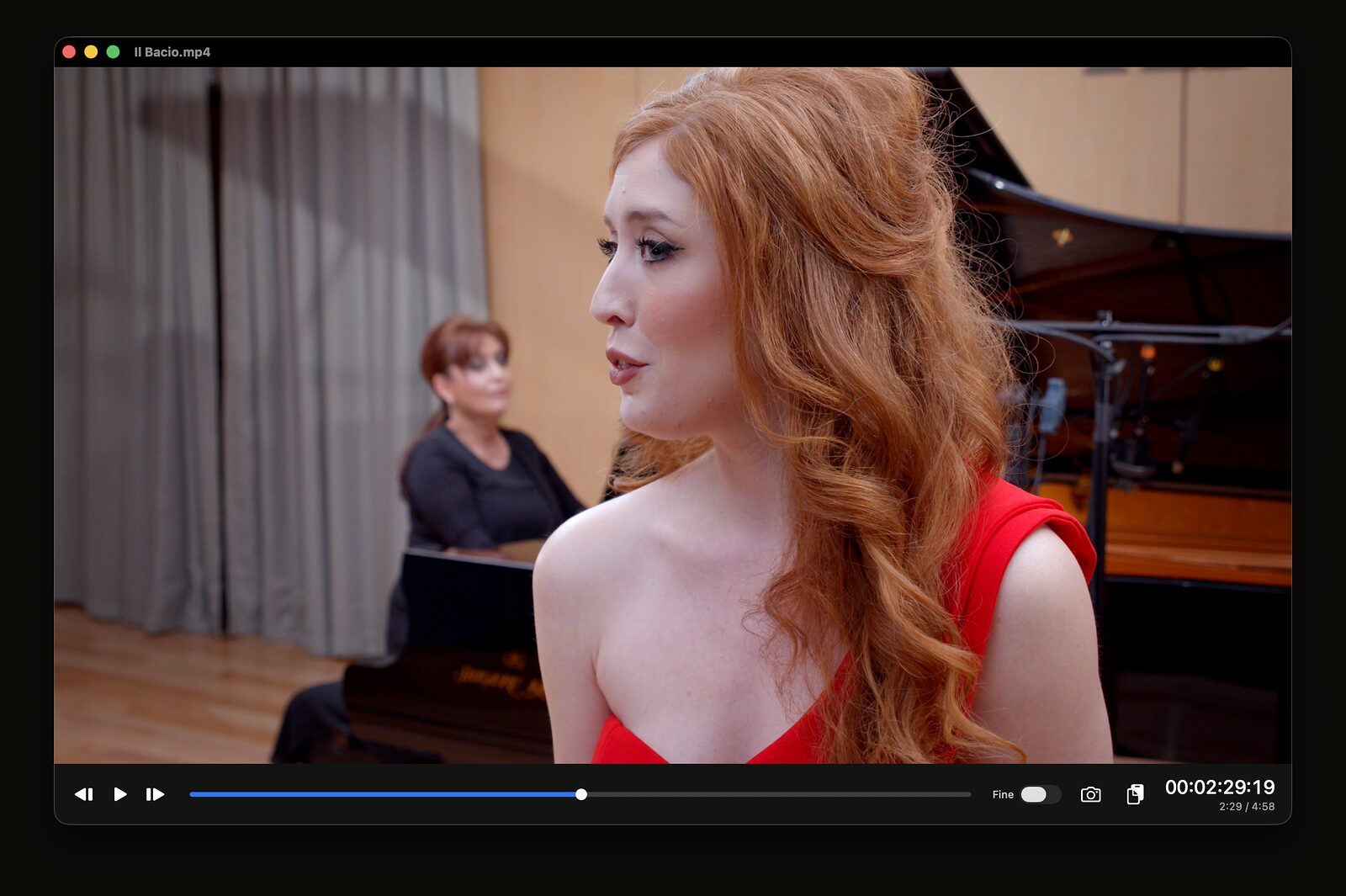CM Video Player playing a clip, with SMPTE timecode in the player bar